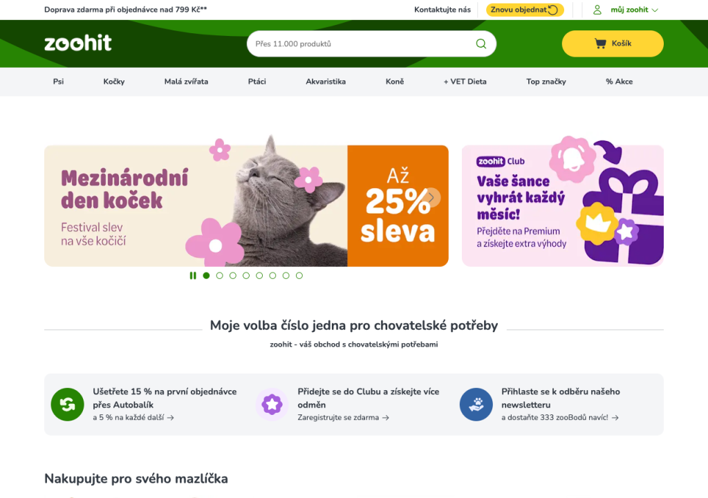 &Uacute;vodn&iacute; str&aacute;nka e-shopu Zoohit.cz